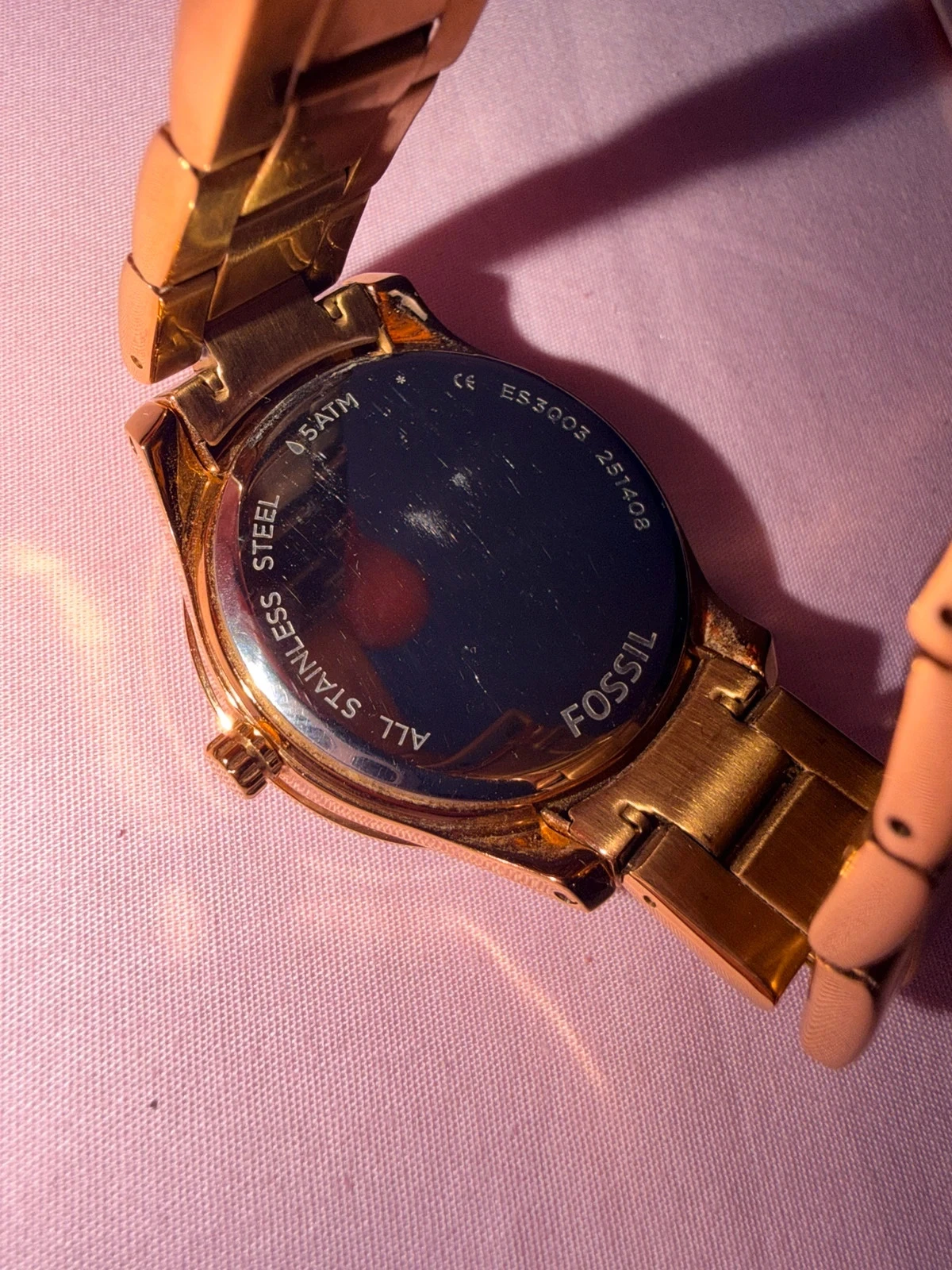 Fossil dameshorloge roze goud Strass Doos + schakels – photo 12